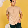 baju raya family sedondon adult men slim fit shirt khaki