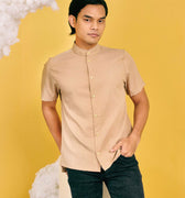 baju raya family sedondon adult men slim fit shirt khaki