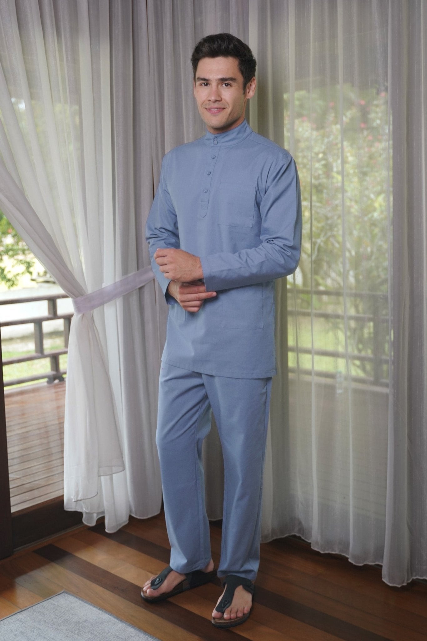 Men Baju Melayu Set Pigeon Blue - Umbi