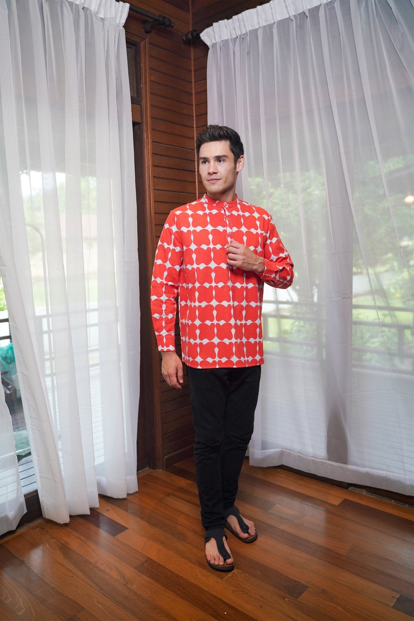 Men Collar Kurta Bubblegum Print - Umbi