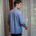 Men Collar Kurta Pigeon Blue - Umbi