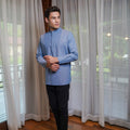 Men Collar Kurta Pigeon Blue - Umbi