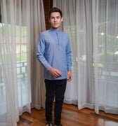 Men Collar Kurta Pigeon Blue - Umbi