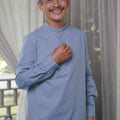 Men Collar Kurta Pigeon Blue - Umbi