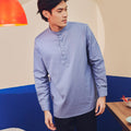 Men Collar Kurta Pigeon Blue - Umbi