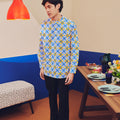 Men Collar Kurta Popcorn Print - Umbi