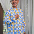 Men Collar Kurta Popcorn Print - Umbi