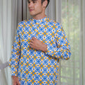 Men Collar Kurta Popcorn Print - Umbi