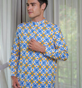 Men Collar Kurta Popcorn Print - Umbi