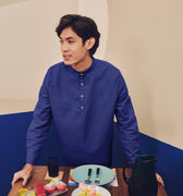 Men Collar Kurta Royal Blue - Umbi