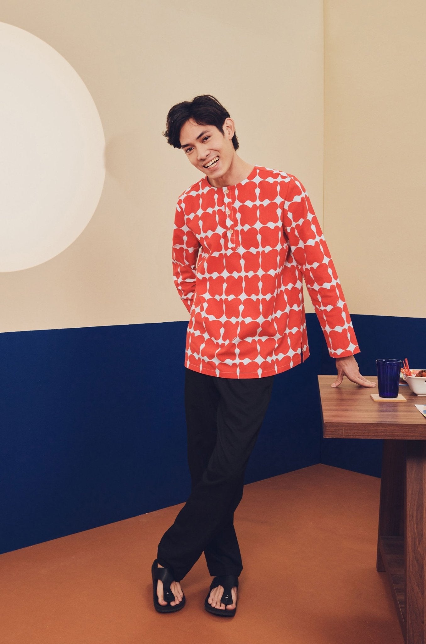 Men Kurta Bubblegum Print - Umbi