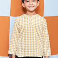 baju raya family sedondon boy kurta teluk belanga checked yellow