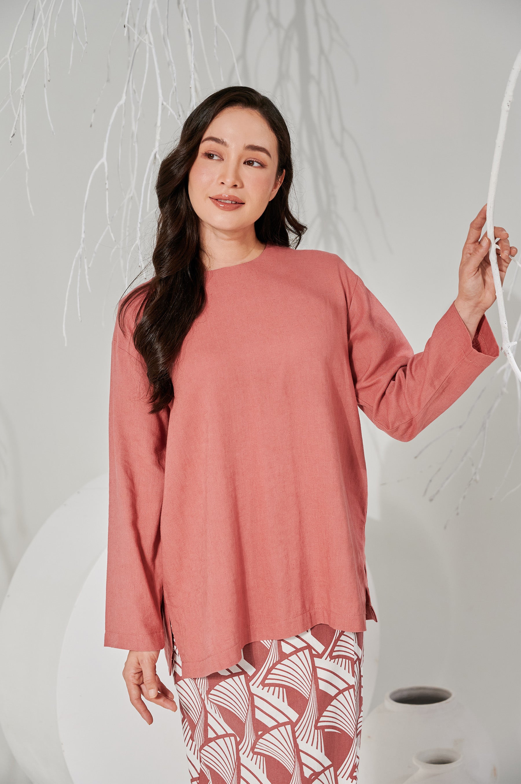 The Musim Collection Women Boxy Top Dusty Rose