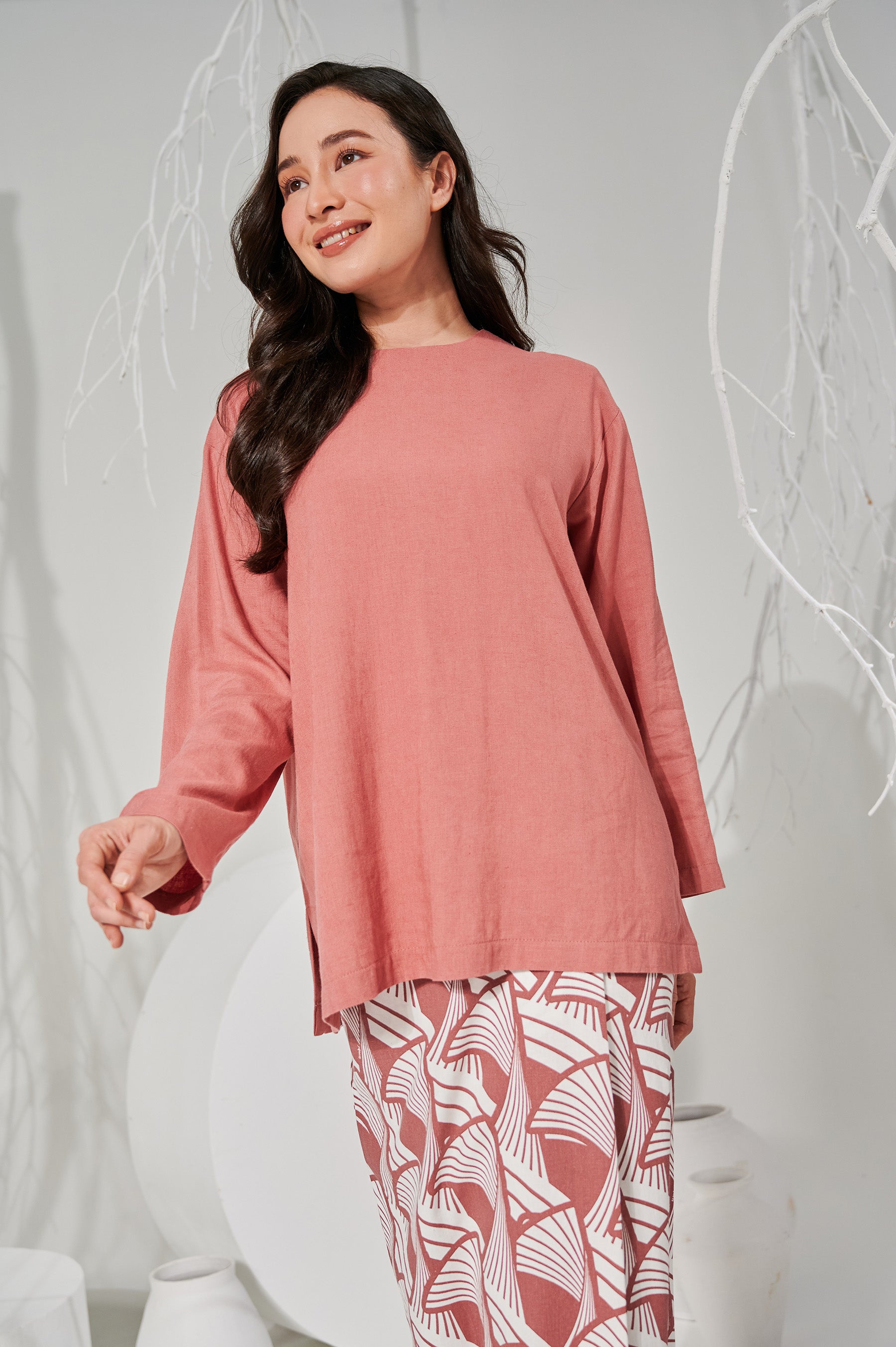 The Musim Collection Women Boxy Top Dusty Rose