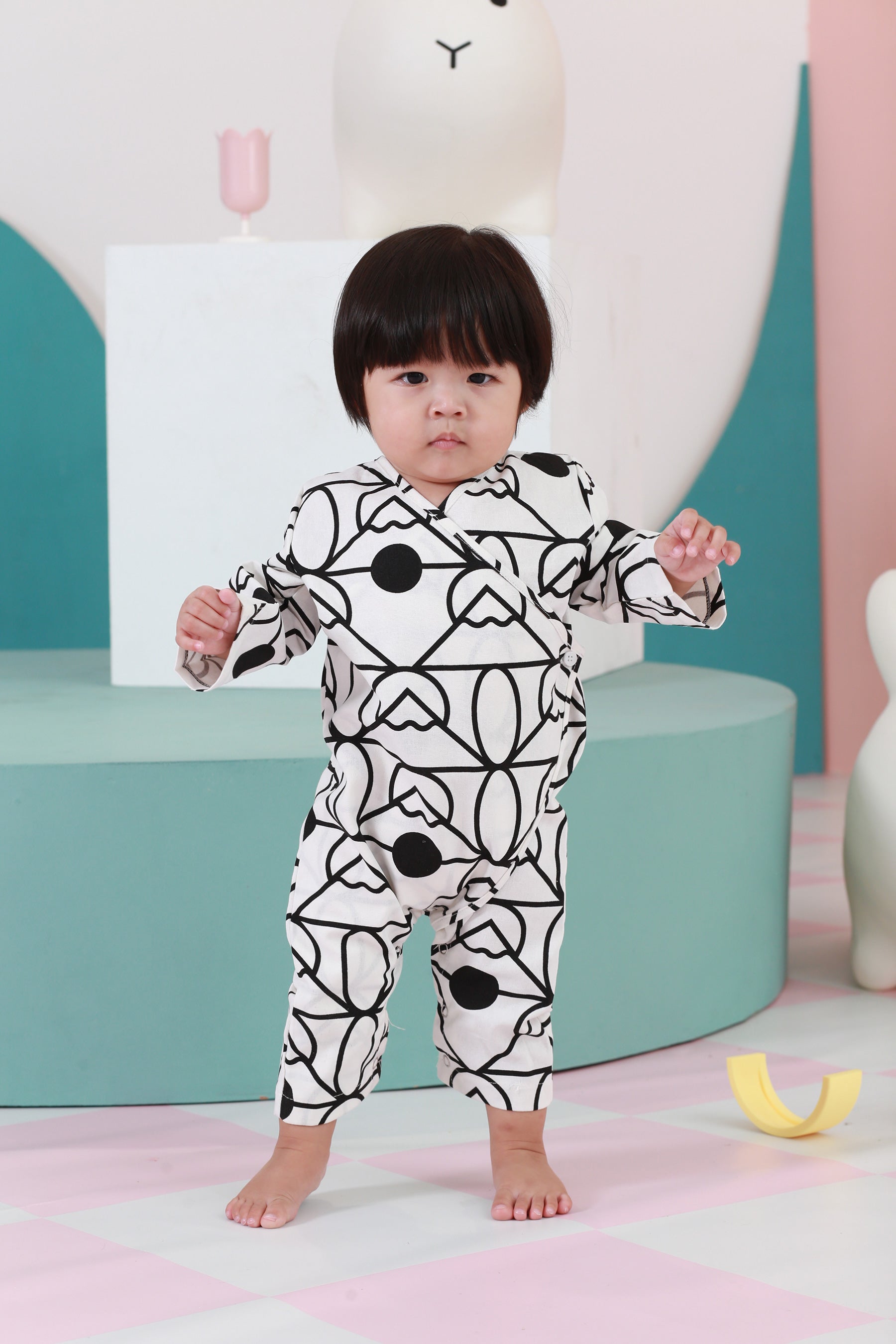 baju raya family sedondon kids baby kimono jumpsuit fuji print