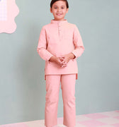 baju raya family sedondon kids boy baju melayu set blush 