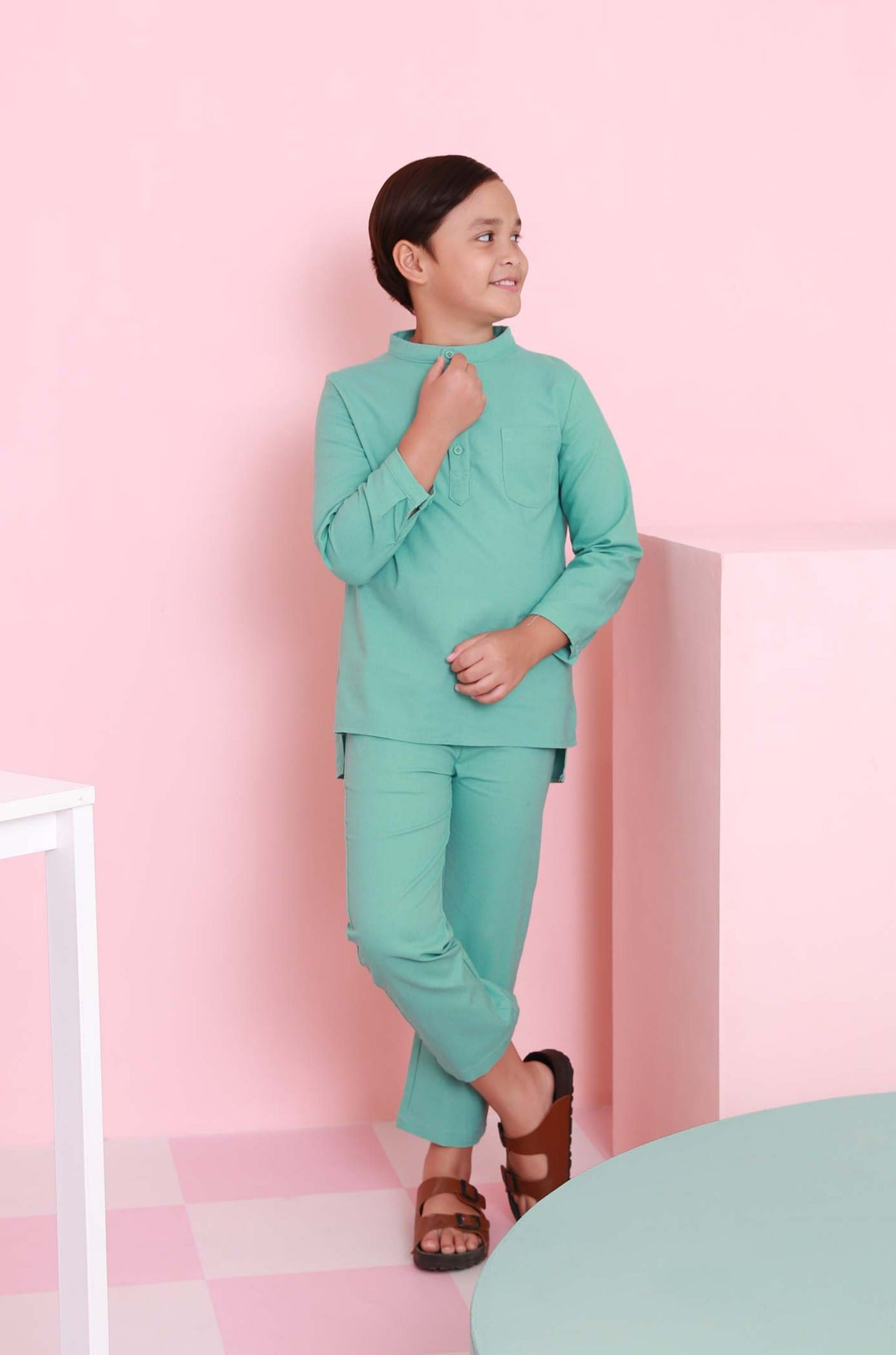 one set boy baju melayu long sleeve button eid raya kenduri event wear 