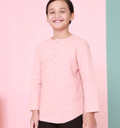 baju raya family sedondon kids boy kurta top blush pink