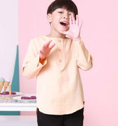 baju raya family sedondon kids boy kurta top checked caramel