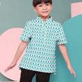 baju raya family sedondon kids boy short sleeve shirt mint drops print 