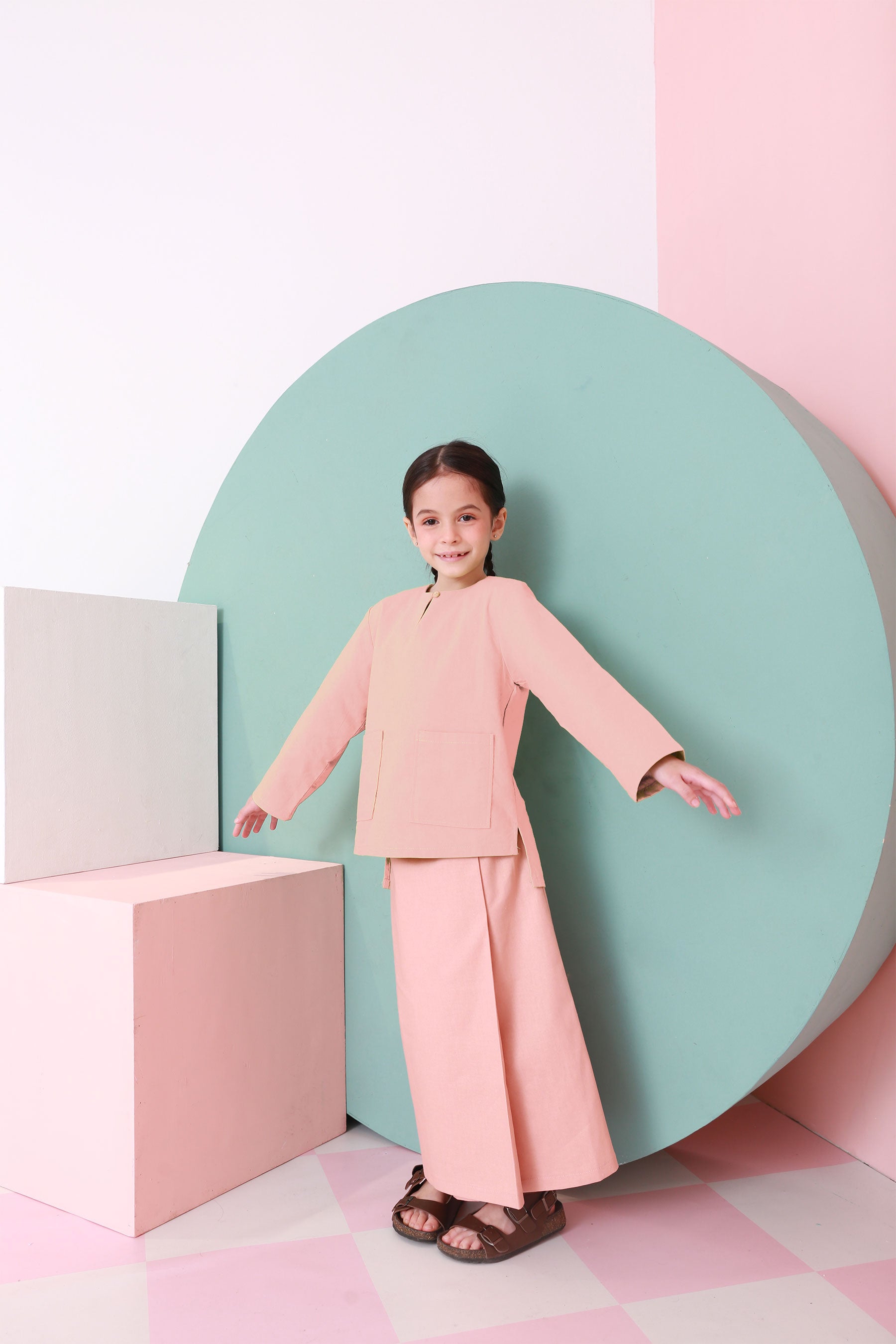  girls top long sleeve pocket eid raya kenduri event wear 