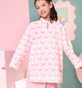 baju raya family sedondon kids girl kurung top mandarin collar cupcake print 