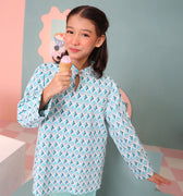 baju raya family sedondon kids girl kurung top mandarin collar cupcake print