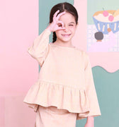 baju raya family sedondon kids girl petit ruffle blouse blush pink 