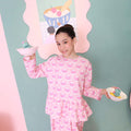 baju raya family sedondon kids girl petit ruffle blouse blush pink