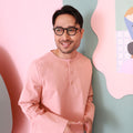 baju raya family sedondon men kurta top blush pink 