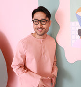 baju raya family sedondon men kurta top blush pink 