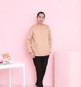 baju raya family sedondon men kurta top checked caramel