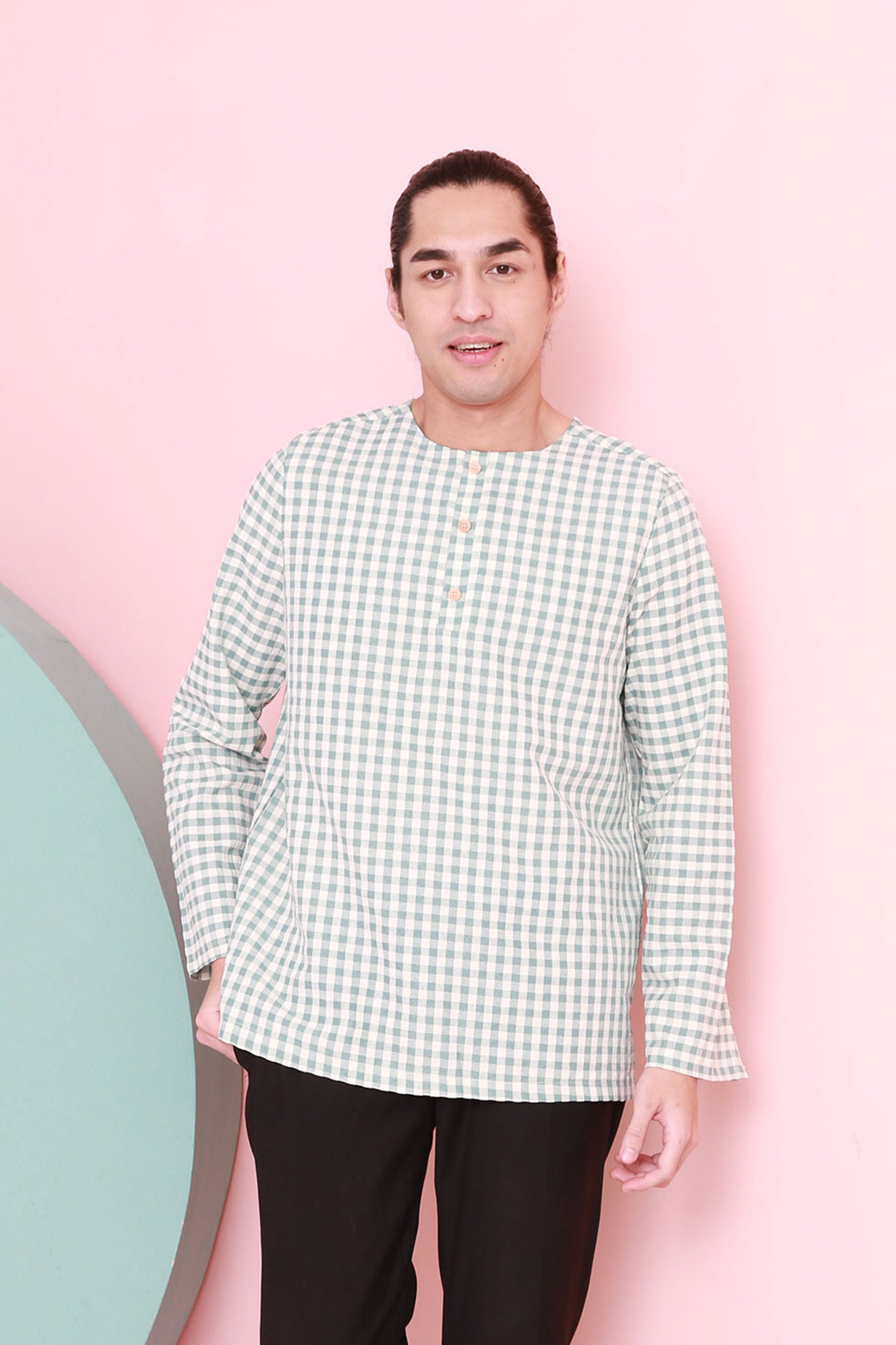 baju raya family sedondon men kurta top checked tiffany