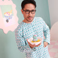 baju raya family sedondon men kurta teluk belanga top mint drop print