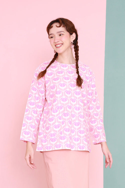The Nikmat Collection Women Pair Pockets Boxy Blouse Cupcake Print