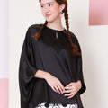 baju raya family sedondon adult women kaftan blouse black satin 