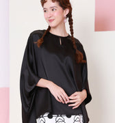 baju raya family sedondon adult women kaftan blouse black satin 