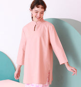 baju raya family sedondon adult women kurung top mandarin collar blush pink 