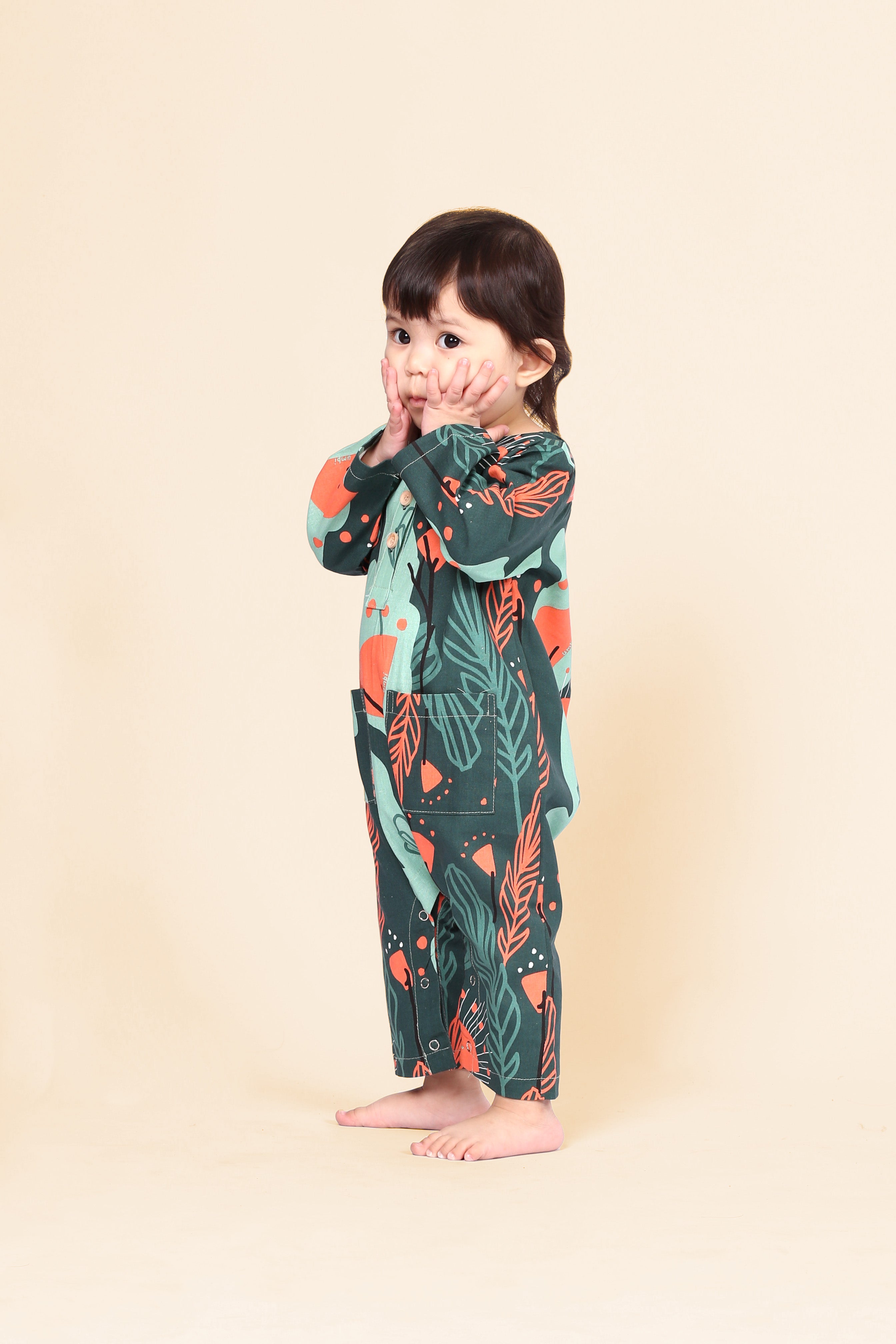 one piece baby rompers button long sleeve eid raya kenduri event wear