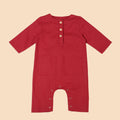 cotton linen baby rompers with button and pocket