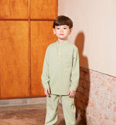 baju raya family sedondon kids boy baju melayu set matcha green