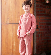 baju raya family sedondon kids boy baju melayu set watermelon pink