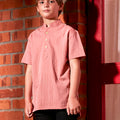 baju raya family sedondon boy short sleeves shirt watermelon pink