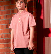 baju raya family sedondon boy short sleeves shirt watermelon pink