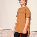 baju raya family sedondon kids boy short sleeves shirt brown stripes 