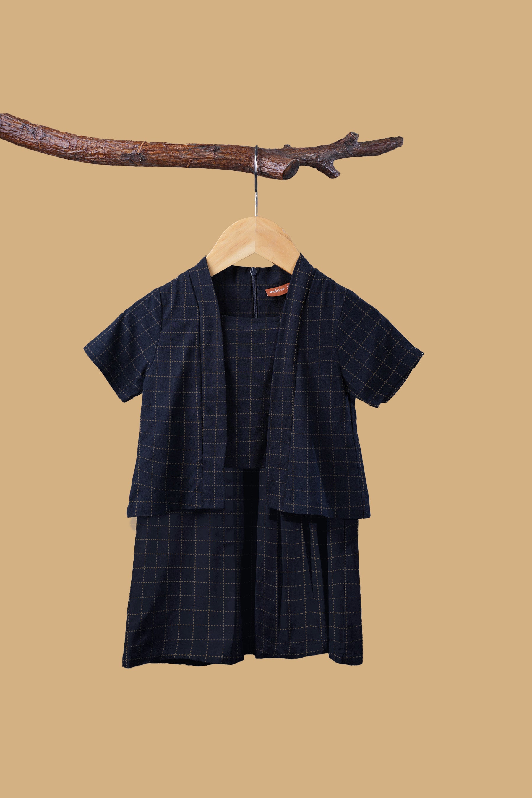 The Nusantara Collection Baby Kebarung Dress Checked Navy Mustard