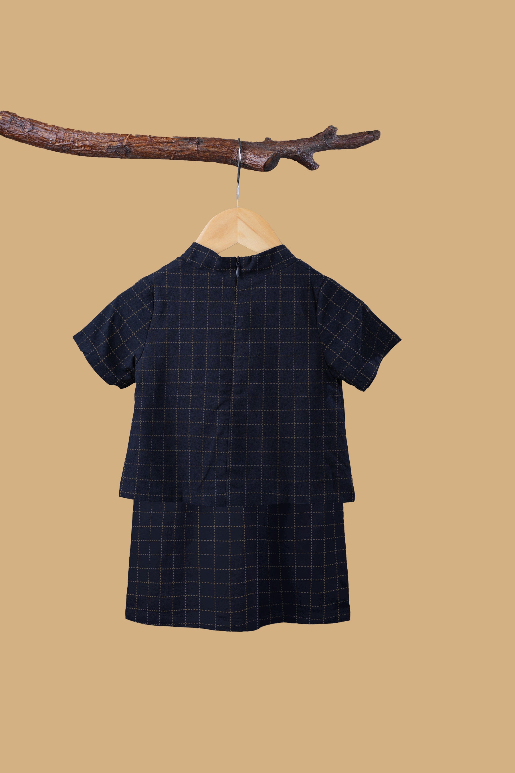 The Nusantara Collection Baby Kebarung Dress Checked Navy Mustard