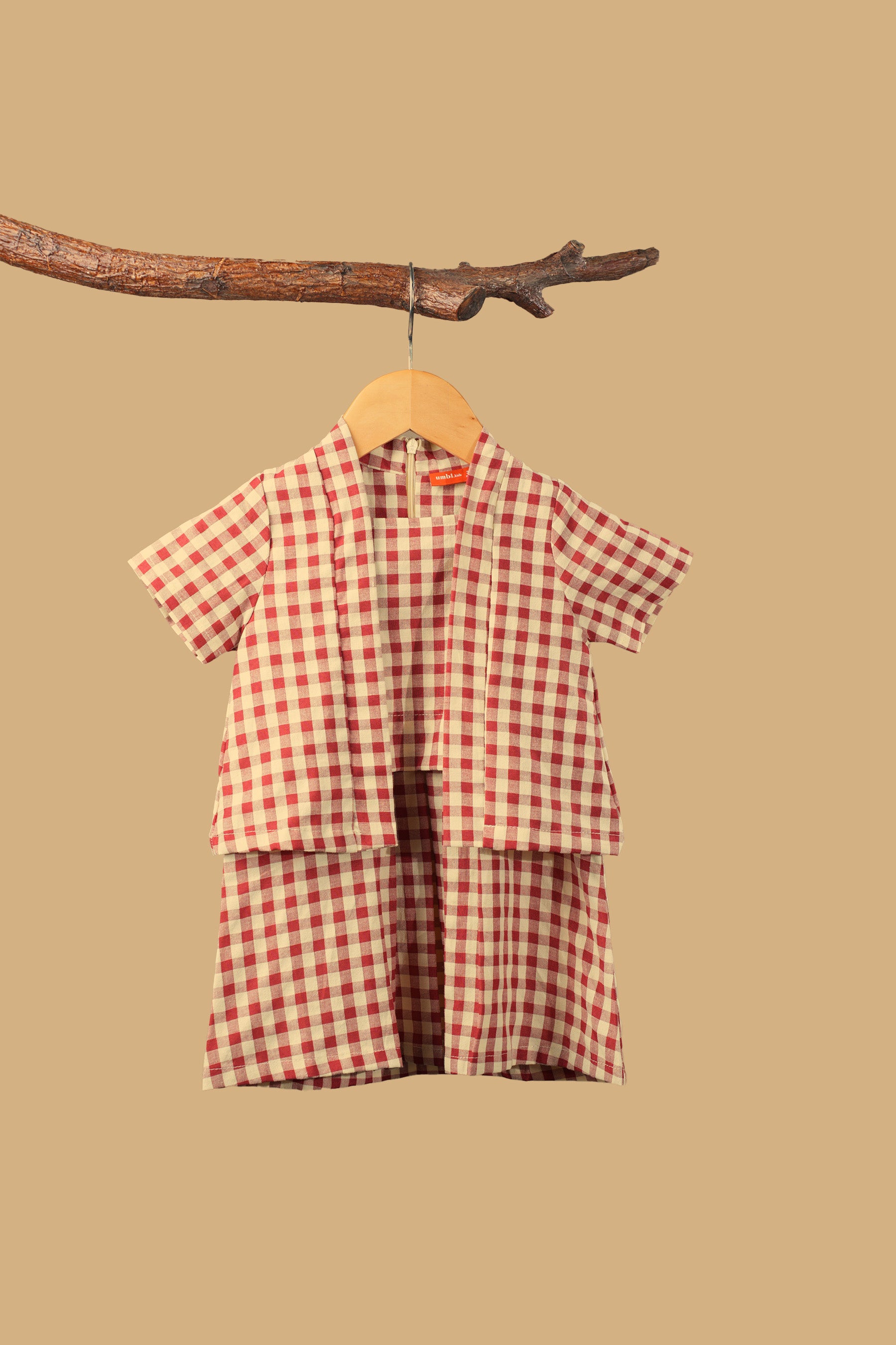 The Nusantara Collection Baby Kebarung Dress Checked Red