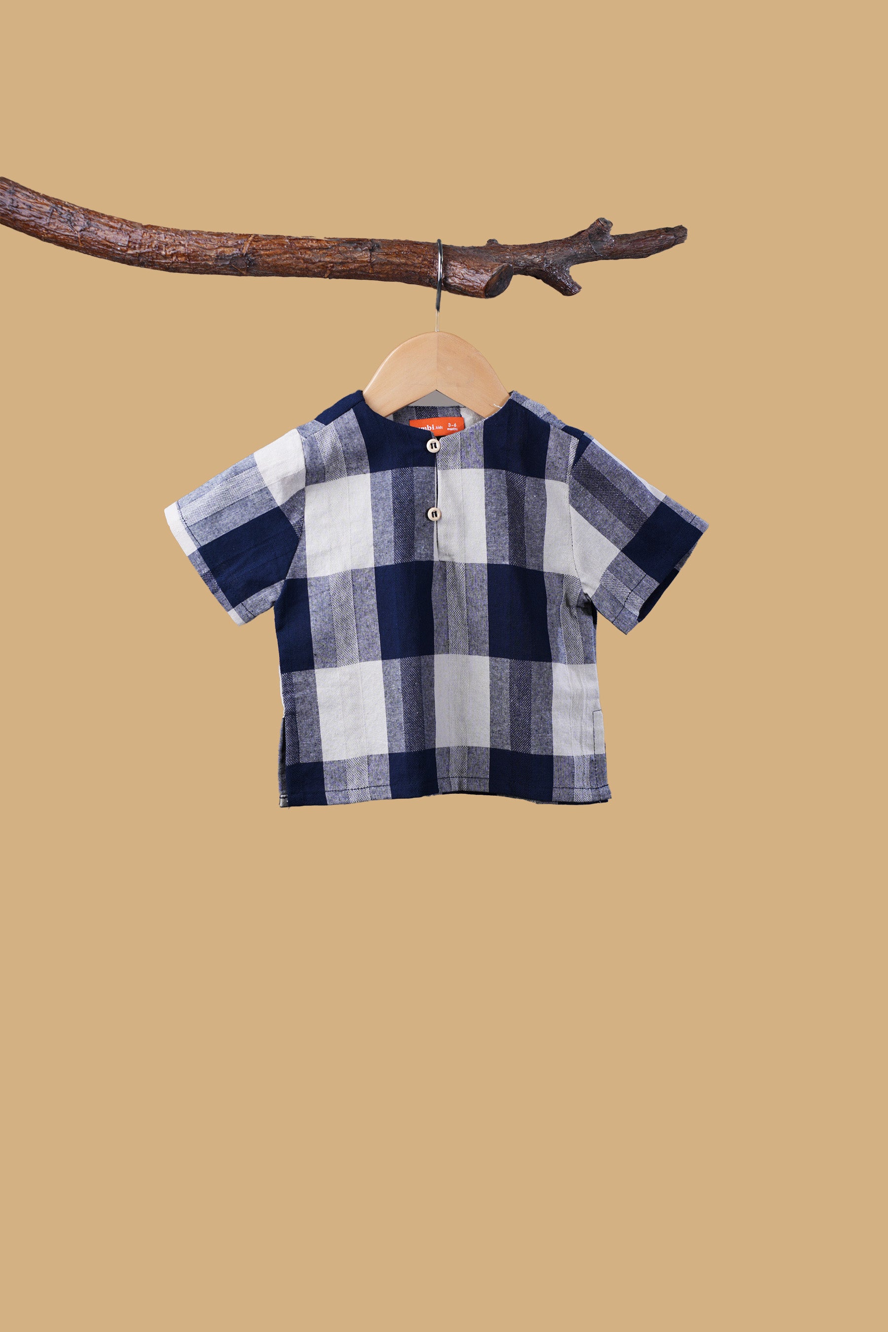 The Nusantara Collection Unisex Baby Top Checked Navy