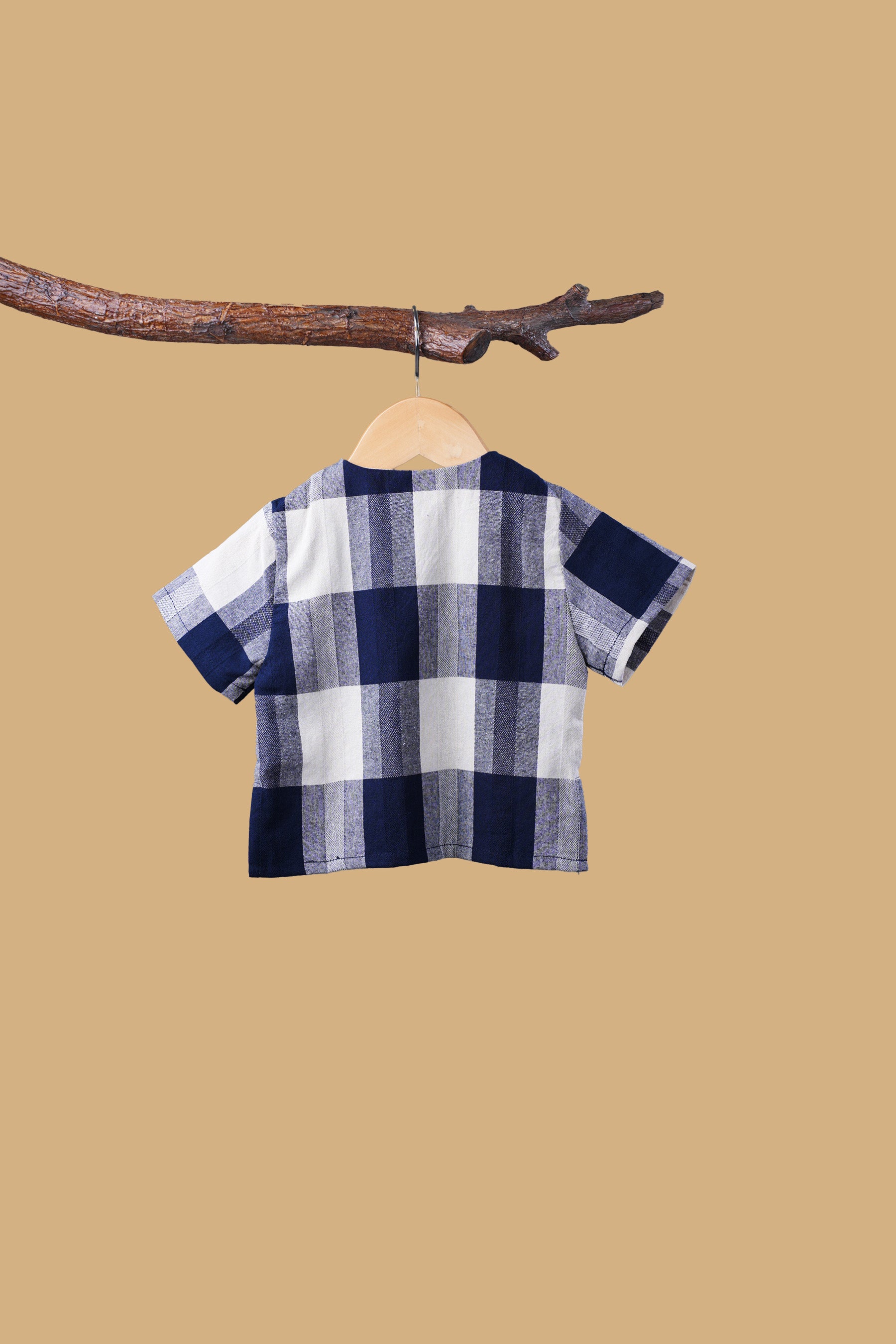 The Nusantara Collection Unisex Baby Top Checked Navy